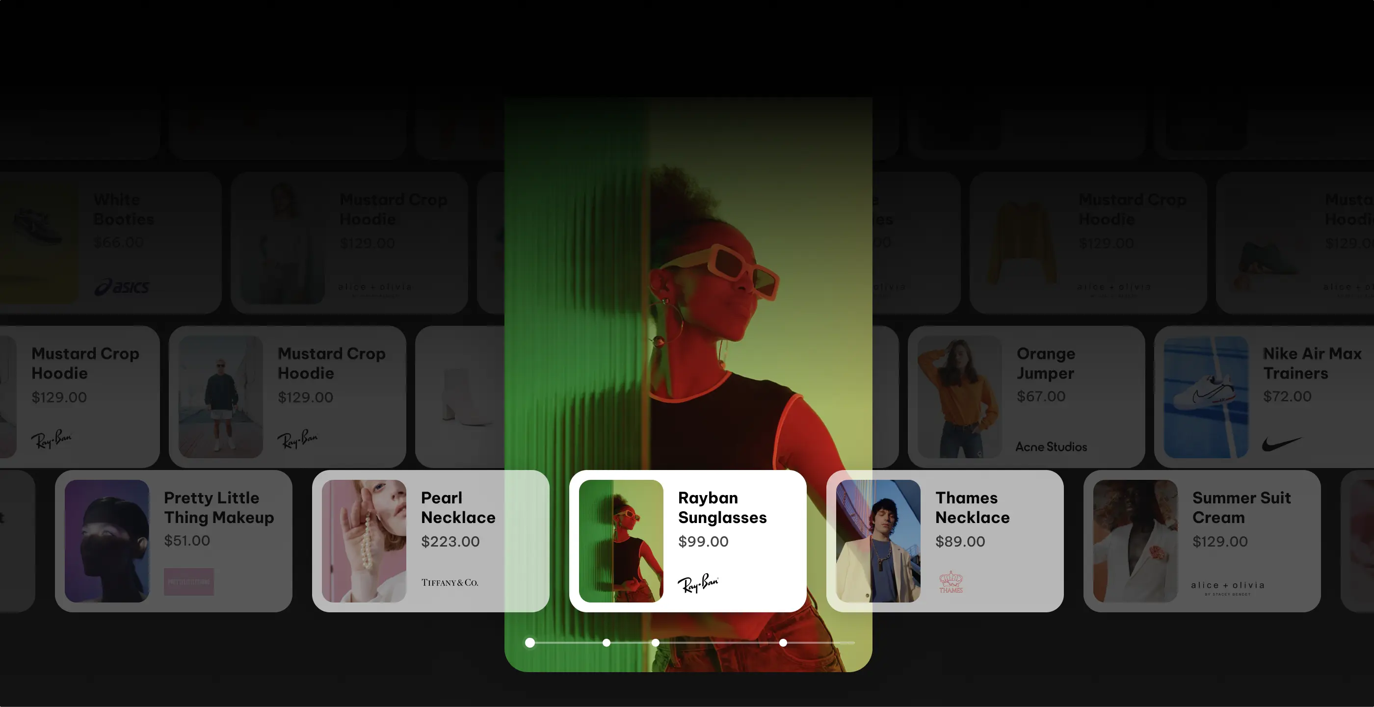 Refer case study - iOS app showing a product cards overlayed on a video player